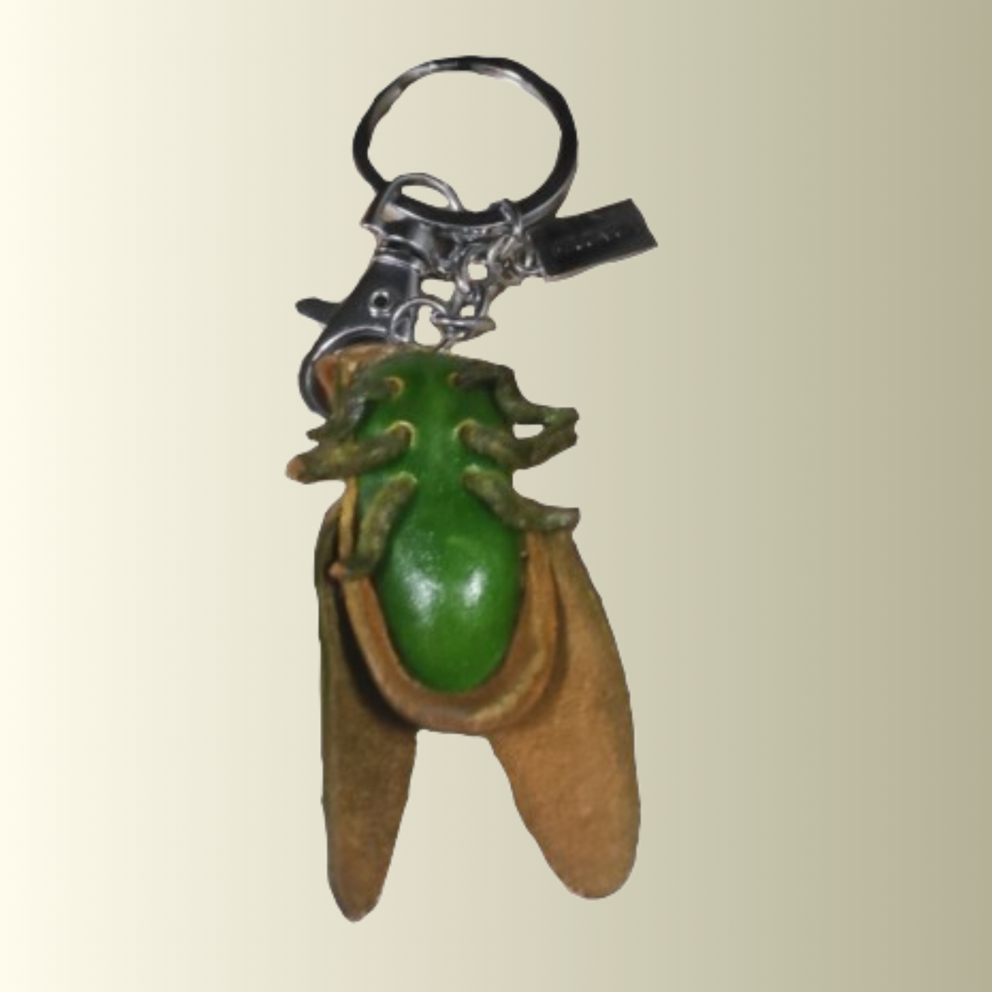 Green Leather Fly Keychain