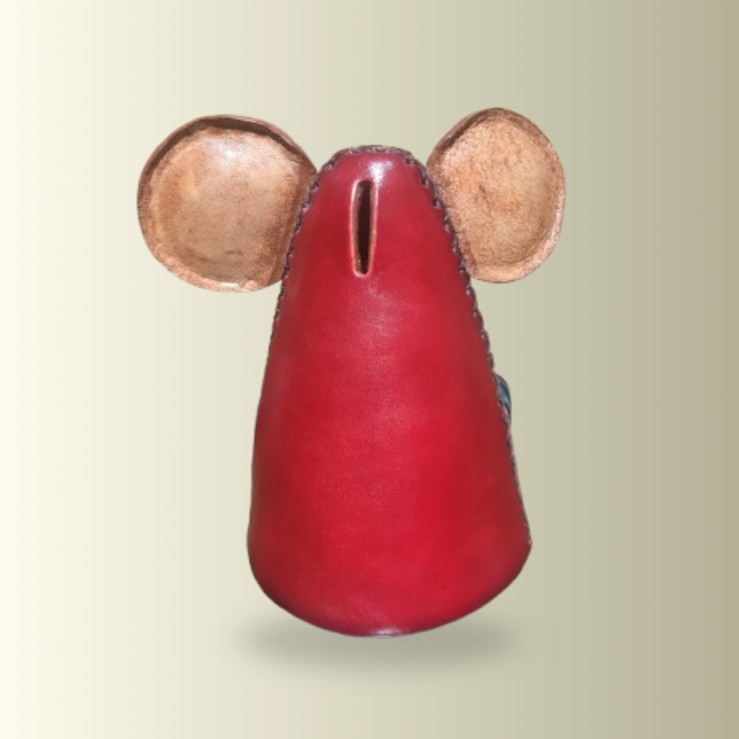 Red Leather Mouse Piggy Bank