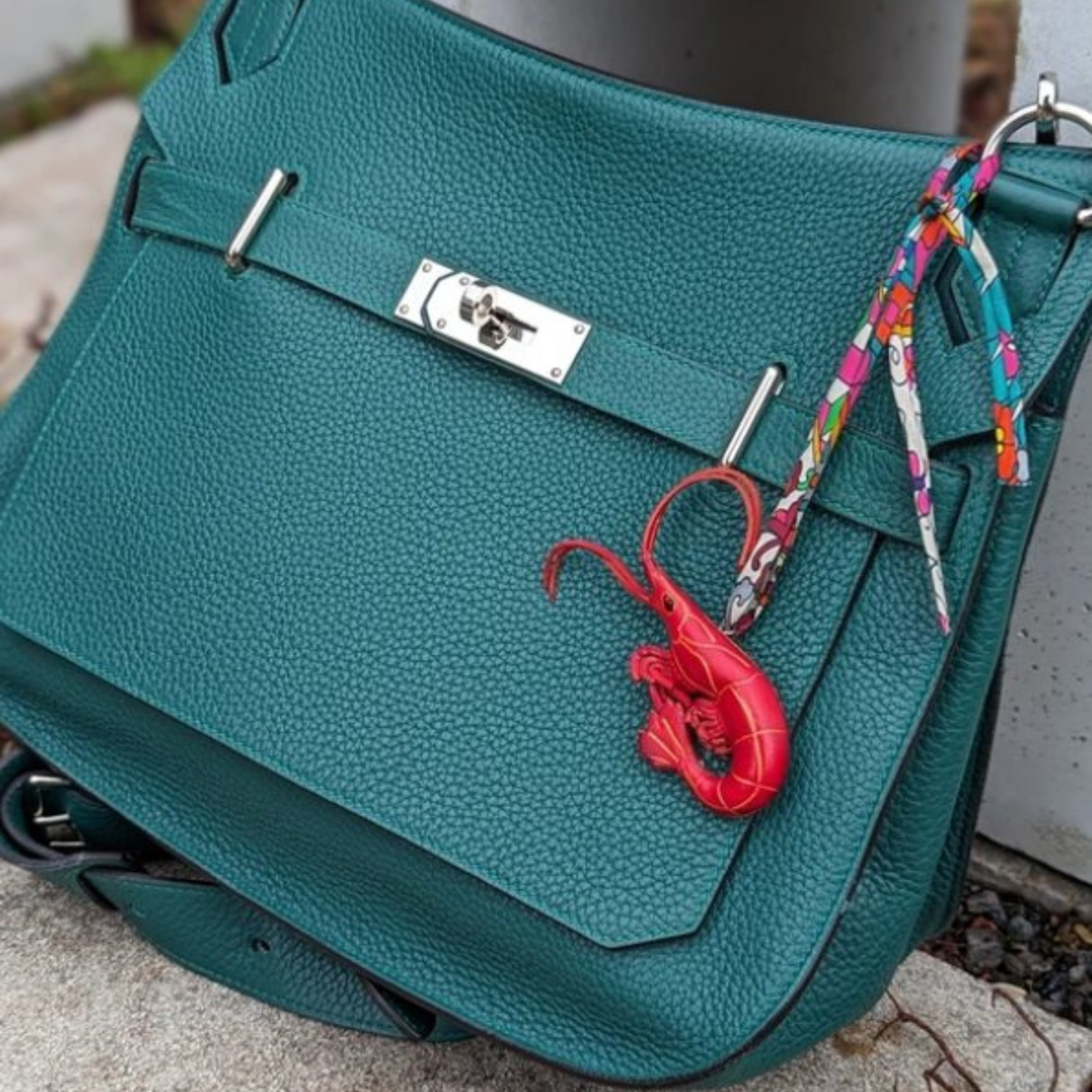Red Shrimp Leather Keyring