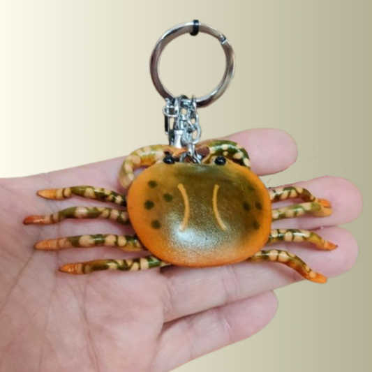 Orange Crab Leather Keychain