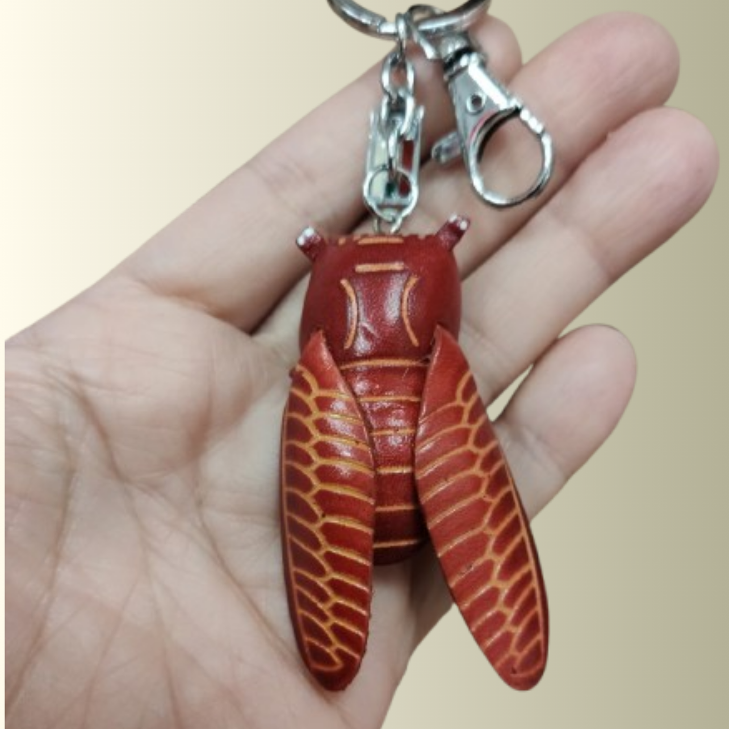 Red Leather Fly Keychain
