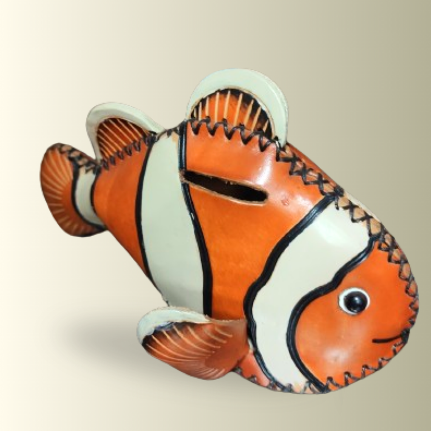 Orange Fish Leather Piggy Bank