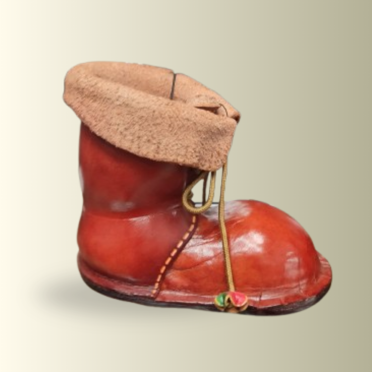 Brown Leather Boot Pencil Holder