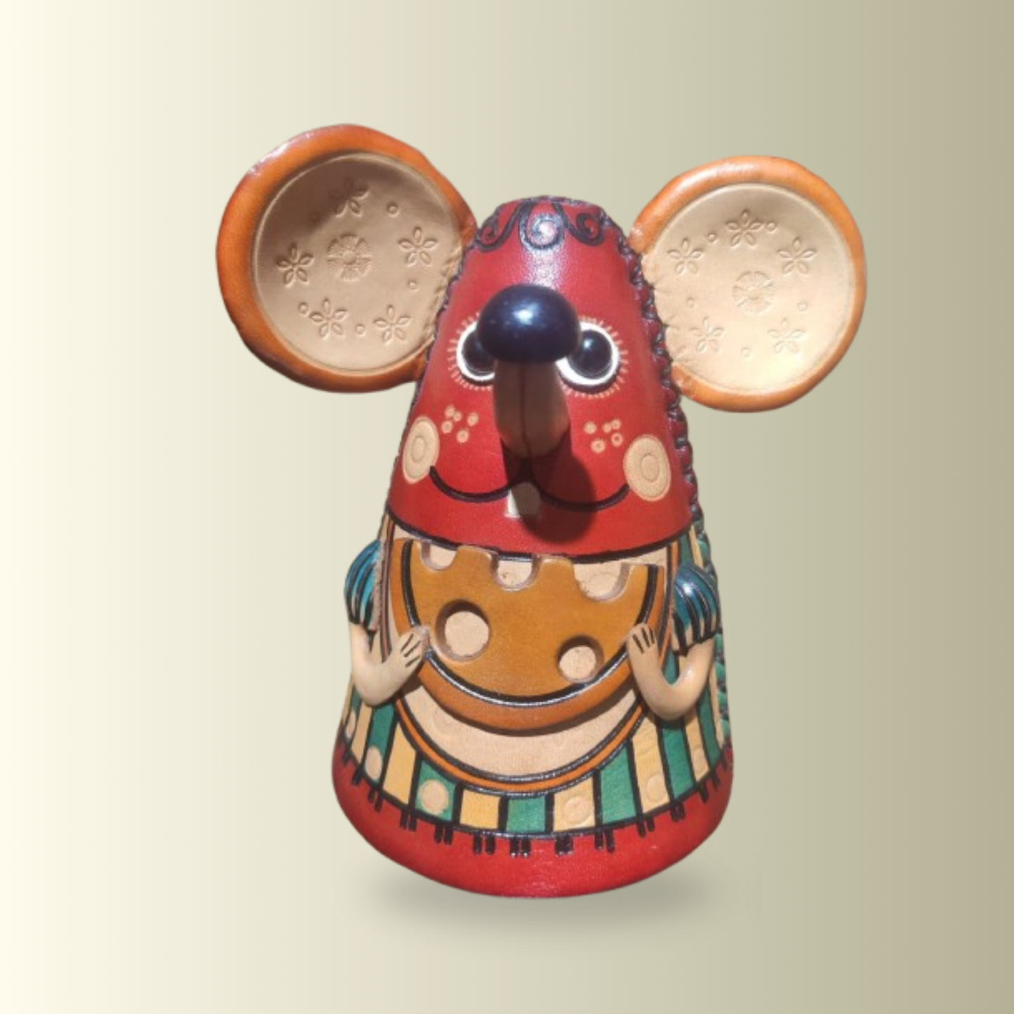 Red Leather Mouse Piggy Bank