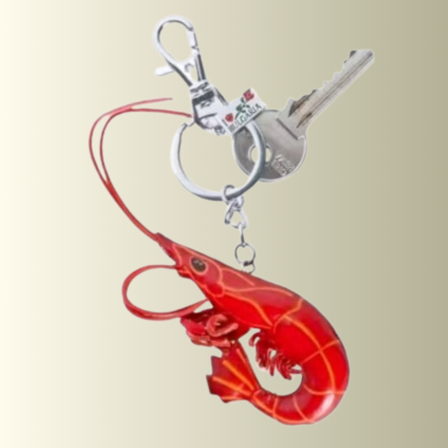 Red Shrimp Leather Keyring