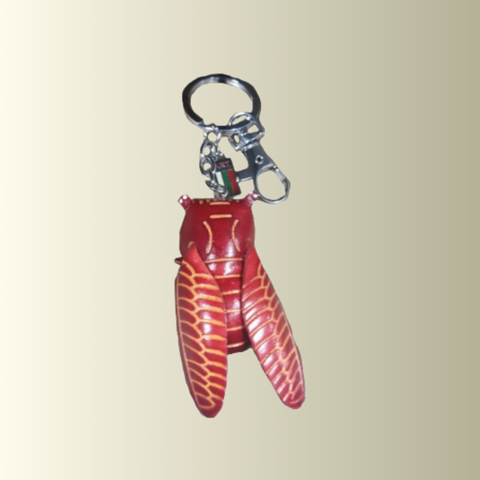 Red Leather Fly Keychain